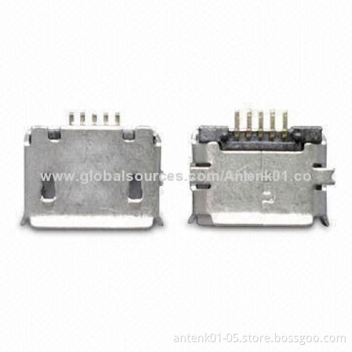 Micro USB Connectors of 5P Receptacle B Type SMT (Shell Dip), 0.75mm Increase Length
